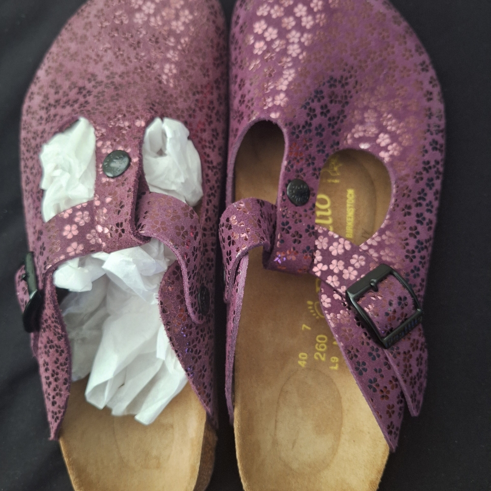 Birkenstock Purple Floral Mules. Brand New